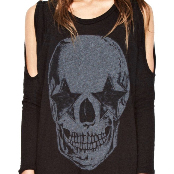 new Lauren Moshi ★ Star Eye Skull Mini Dress ★ Blk - Picture 3 of 14